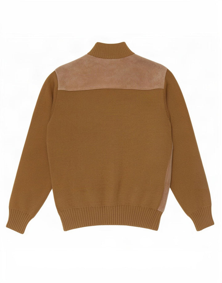 Vintage mujer ante bomber chaqueta EU 50 XL beige colorblock poliacrílico