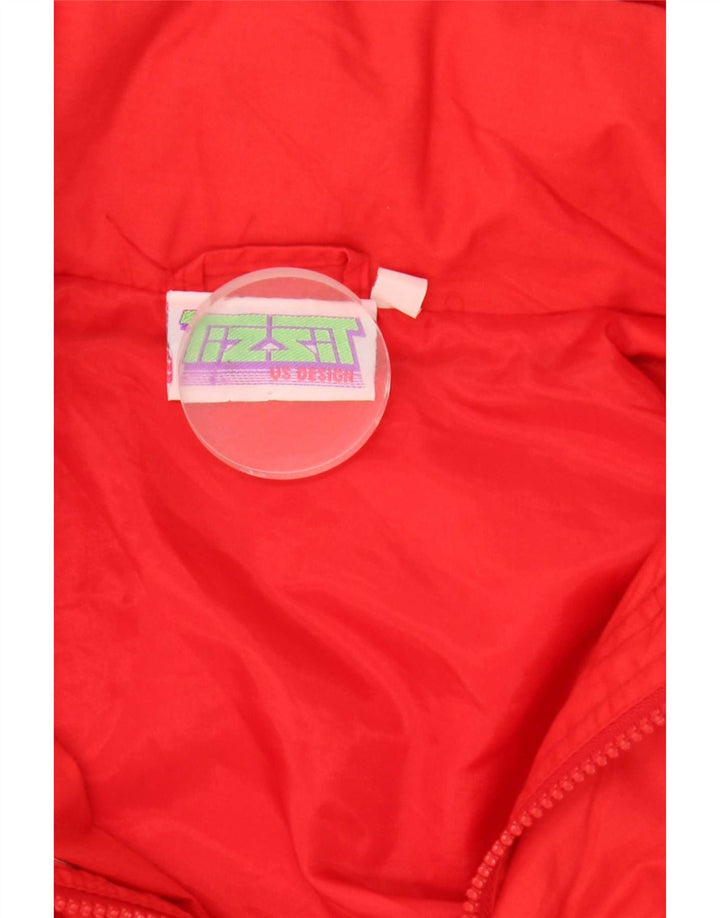 Vintage hombres con capucha chaqueta bomber Reino Unido 40 poliéster rojo grande