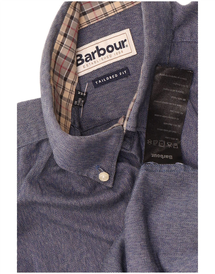 Barbour Hombre Camisa Entallada De Algodón Azul Medio