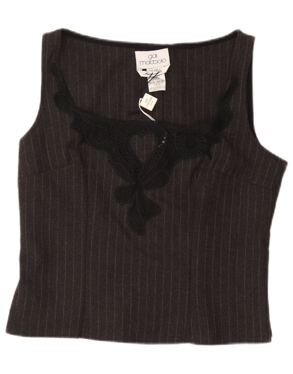 GAI MATTIOLO Blusa corta sin mangas para mujer IT 48 XL Gris a rayas