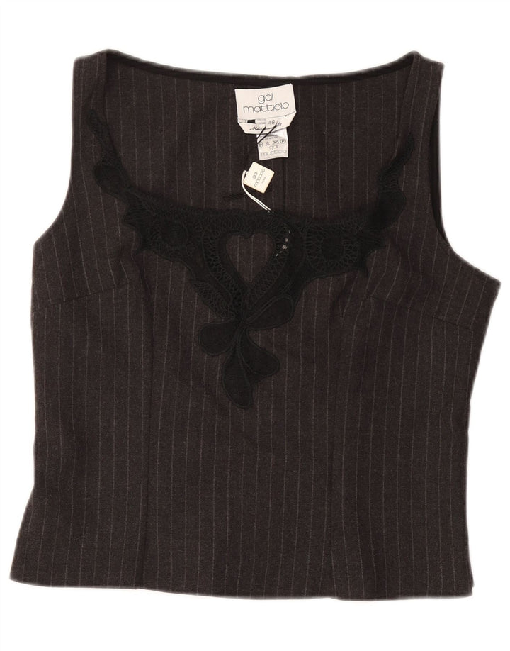 GAI MATTIOLO Blusa corta sin mangas para mujer IT 48 XL Gris a rayas