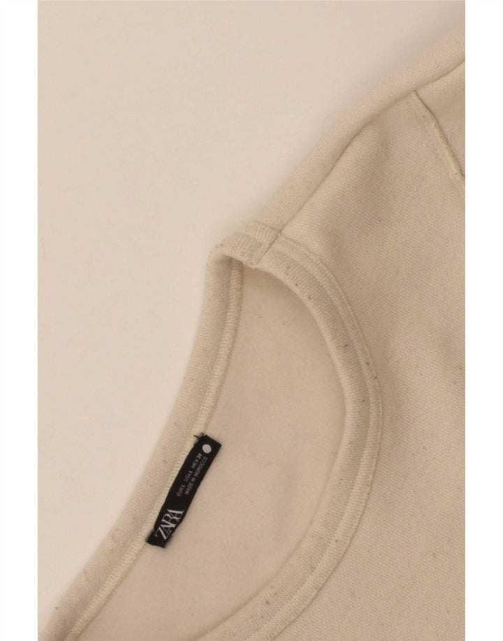 Zara Mujer Sudadera De Gran Tamaño Jersey UK 46 Large Off White