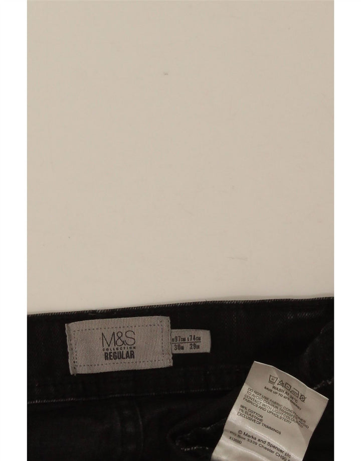 Marks & Spencer Vaqueros rectos regulares para hombre W38 L29 Algodón negro