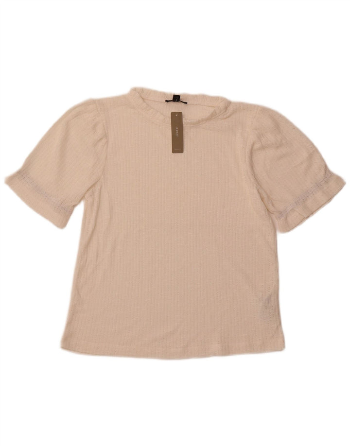 J. CREW Blusa de punto para mujer Top UK 40 Mediano Blanco Roto Poliéster