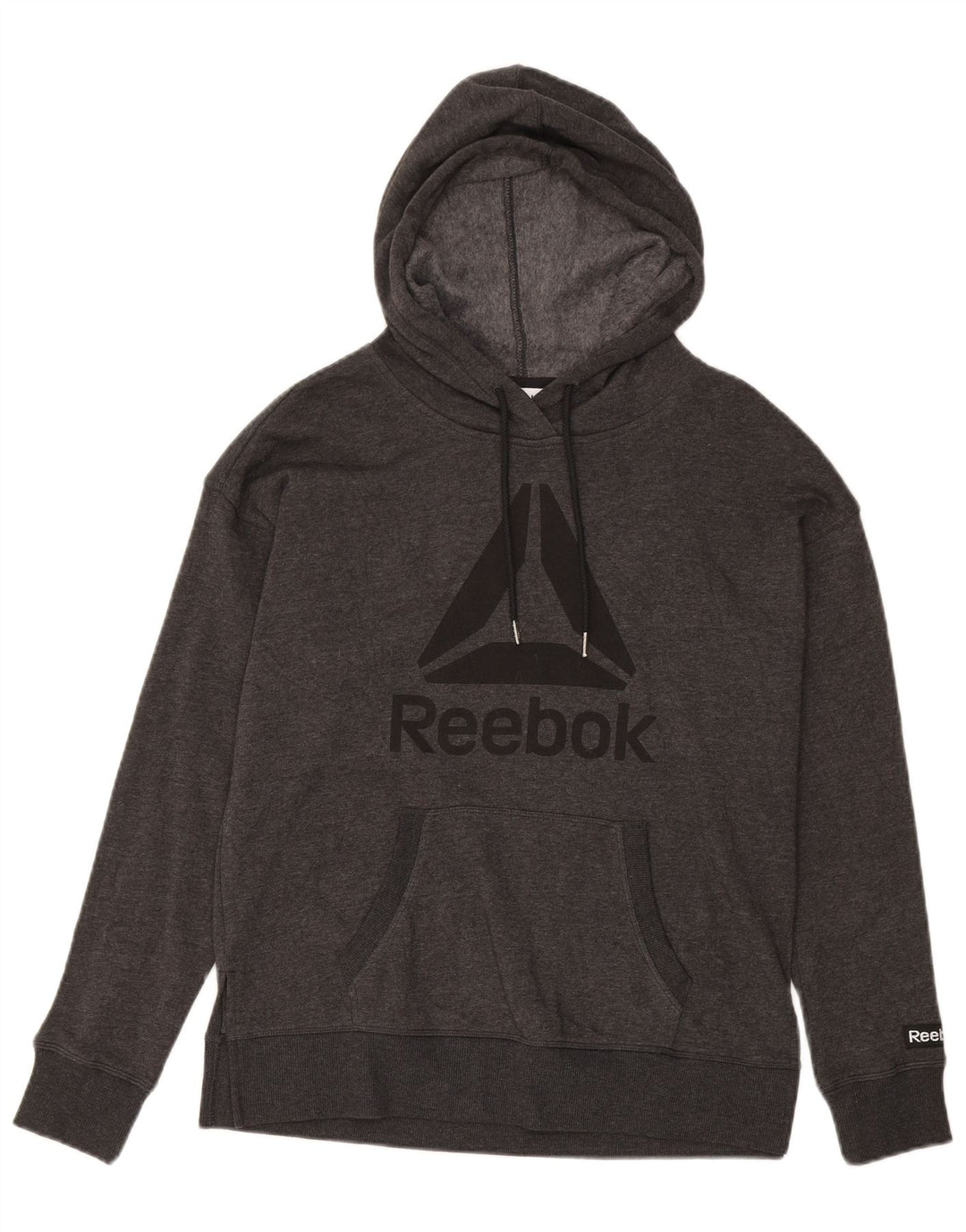 REEBOK Mens Graphic Hoodie Jumper Small Grey Cotton