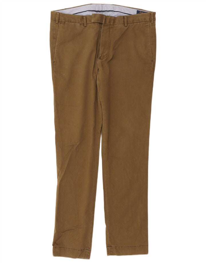 POLO RALPH LAUREN Pantalón de traje ajustado para hombre W34 L32 Algodón caqui