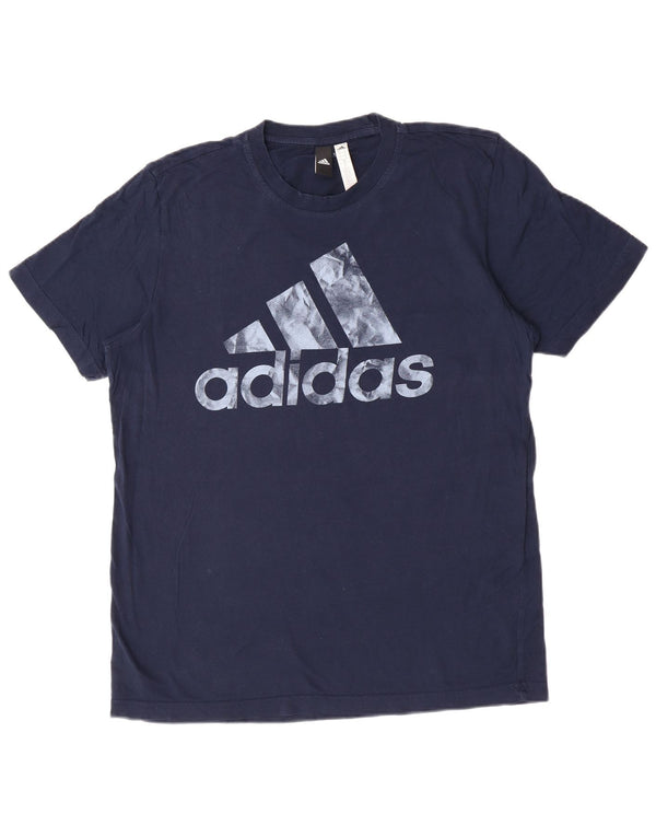 Adidas - Camiseta gráfica para hombre, talla grande, algodón azul marino
