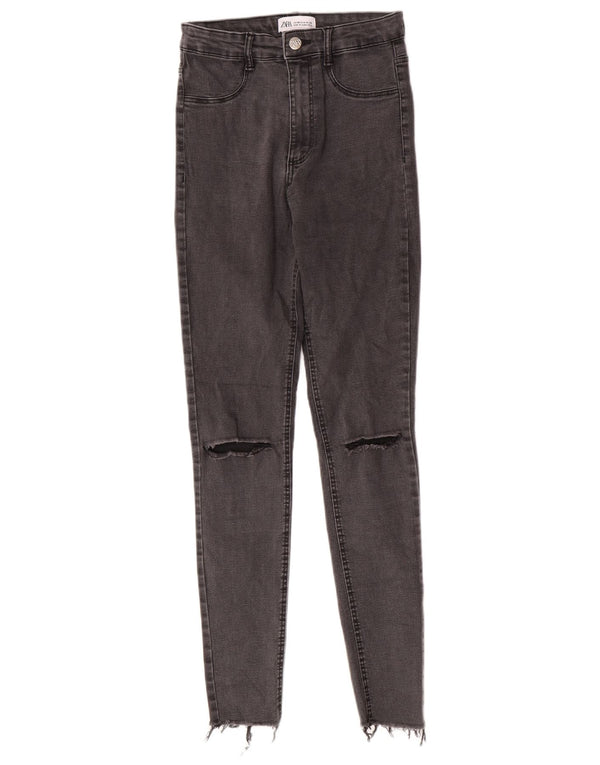 Zara Jeans Jegging De Talle Alto Desgastados para Mujer EU 38 Small W28 L28 Gris