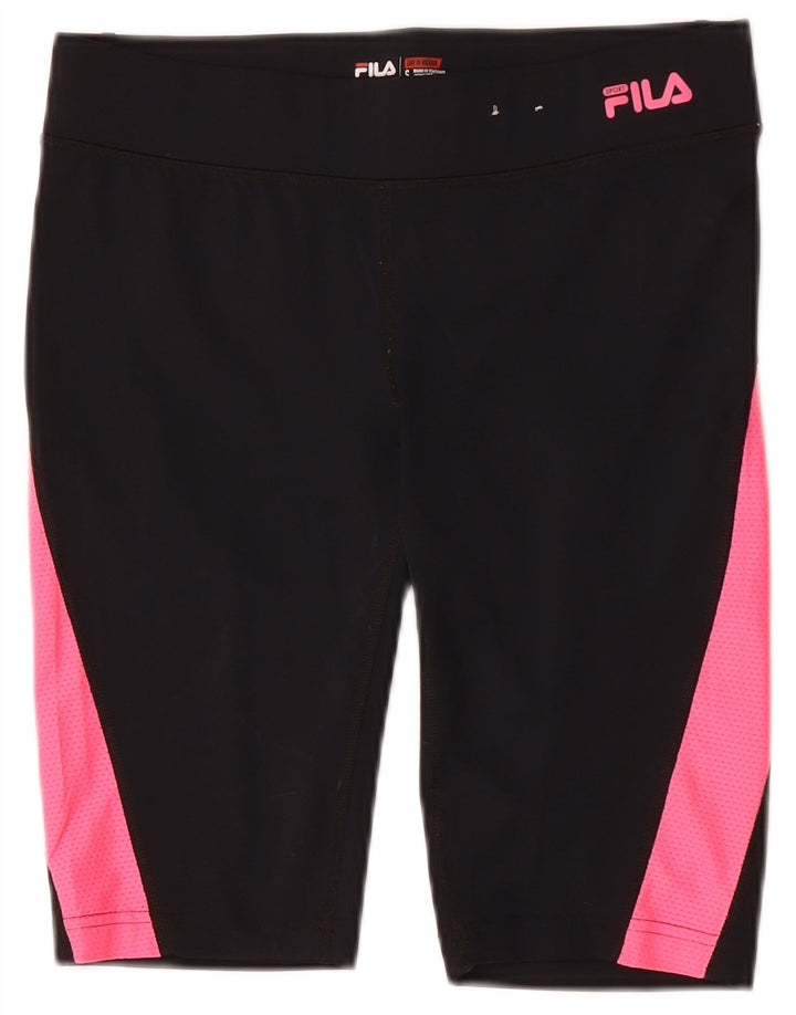 FILA Pantalones cortos deportivos para mujer UK 10 Small Black Colourblock Poliéster