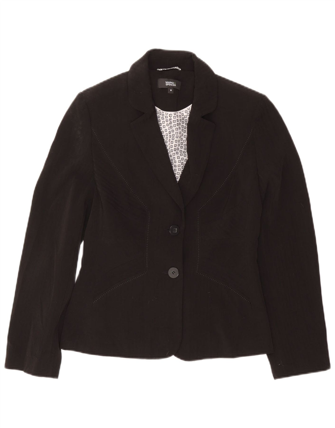 Marks & Spencer Chaqueta tipo blazer de 2 botones para mujer UK 8 Small Poliéster negro