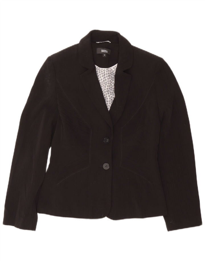 Marks & Spencer Chaqueta tipo blazer de 2 botones para mujer UK 8 Small Poliéster negro