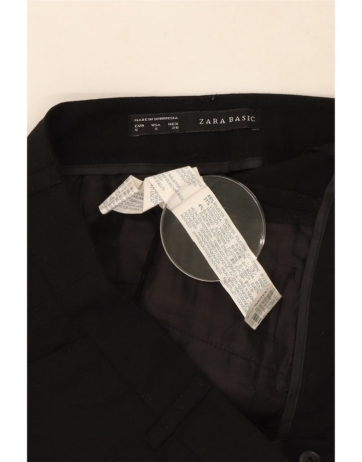 Zara Mujer Chino Shorts Small W26 Poliéster Negro