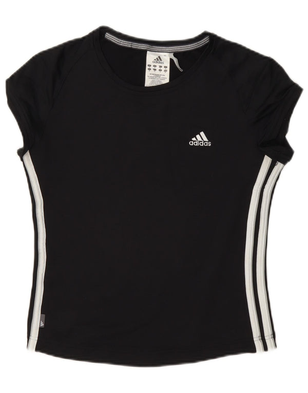 Adidas Mujer Climalite Crop Camiseta Top UK 10 Small Black Nylon