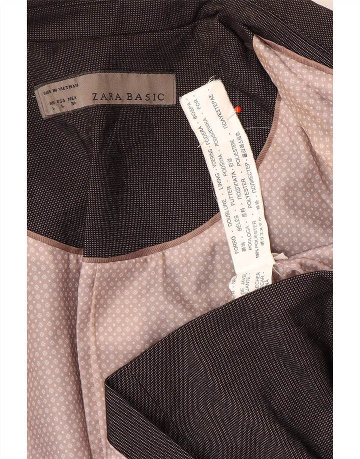 Zara Chaqueta Blazer De 1 Botón Para Mujer UK 44 Poliéster Gris Grande