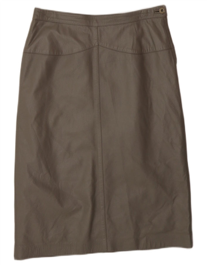 VINTAGE Falda de cuero para mujer IT 42 Mediana W28 Gris