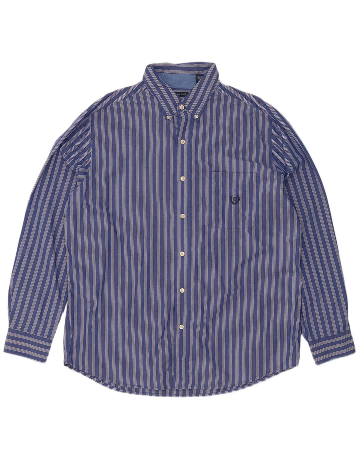 Chaps Camisa para hombre grande de algodón a rayas azules