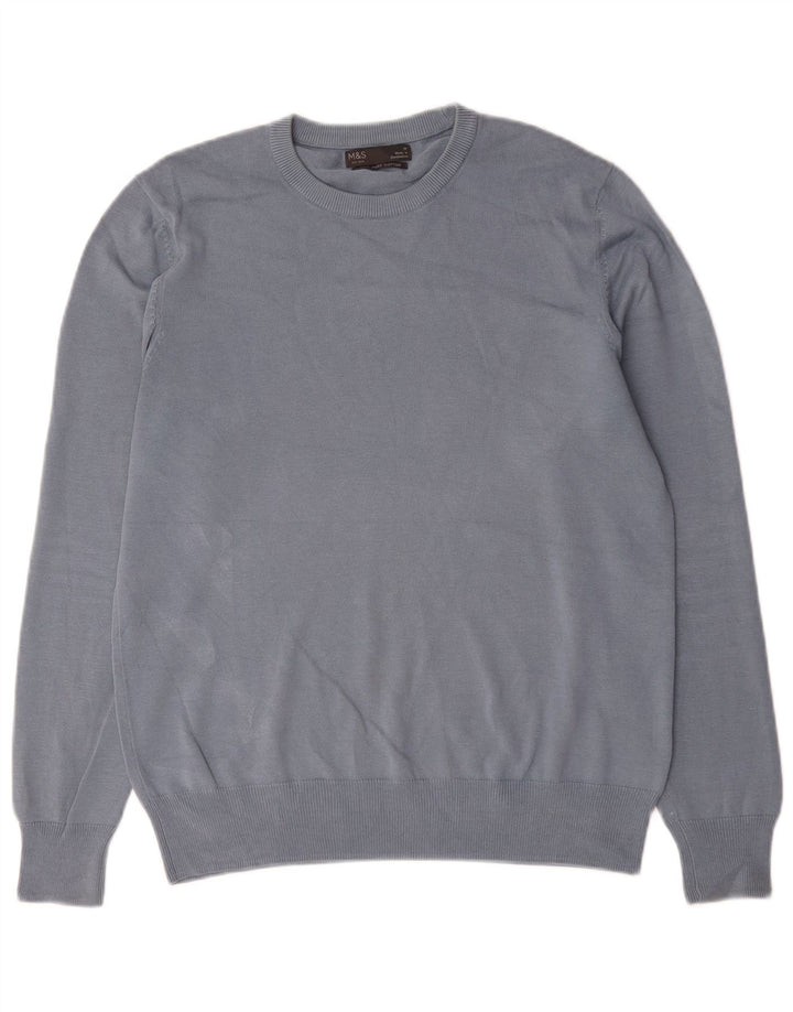 Marks & Spencer Jersey de cuello redondo para hombre de algodón azul medio