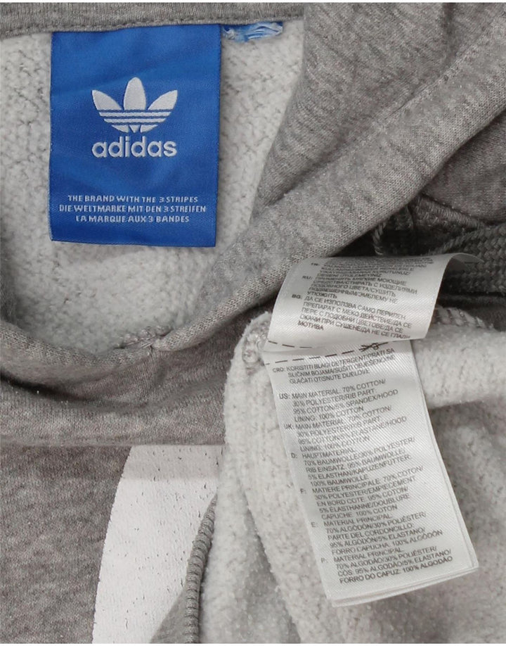 ADIDAS Sudadera con capucha gráfica para mujer UK 10 Small Grey Cotton