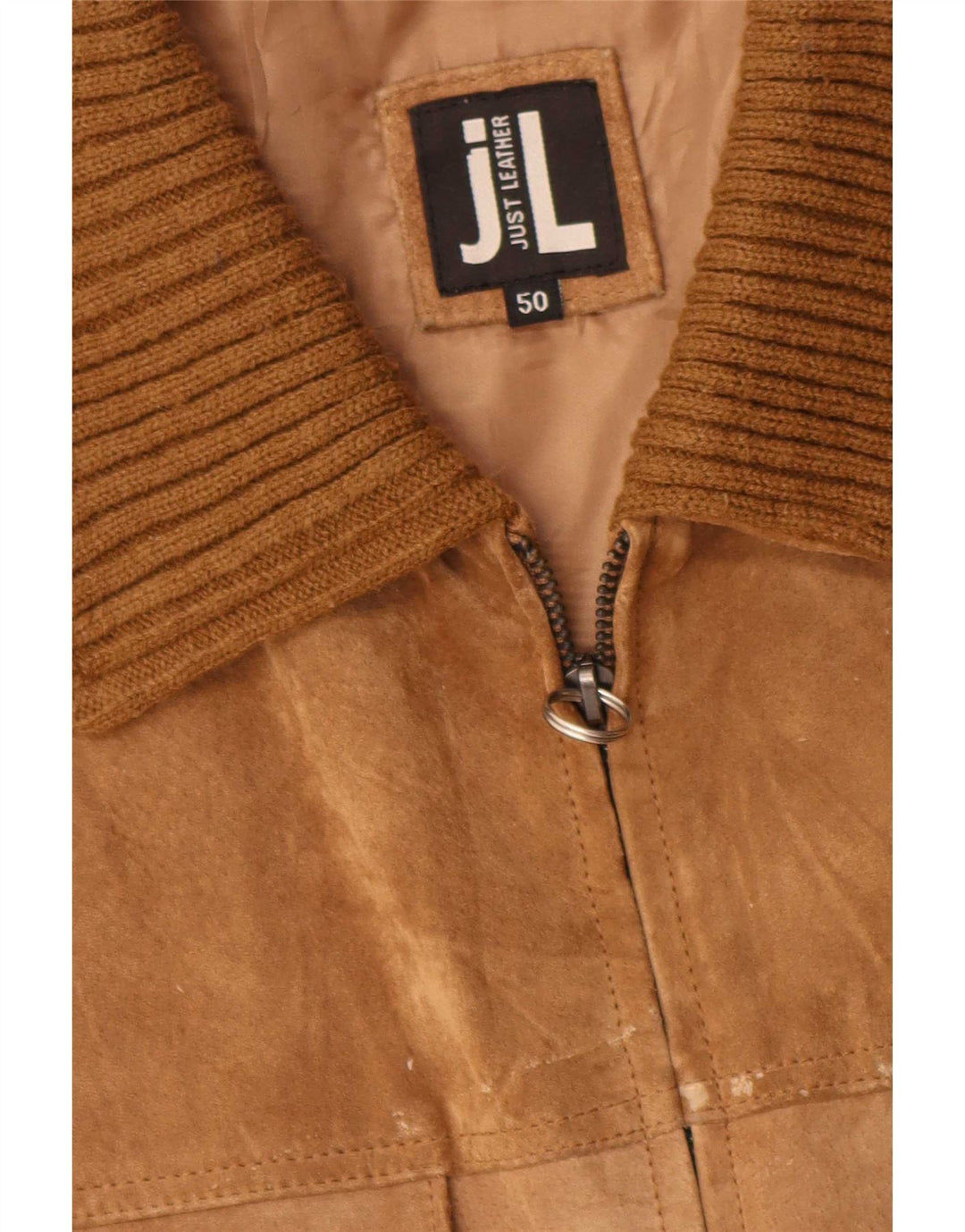 Vintage mujer ante bomber chaqueta IT 50 XL beige colorblock cuero