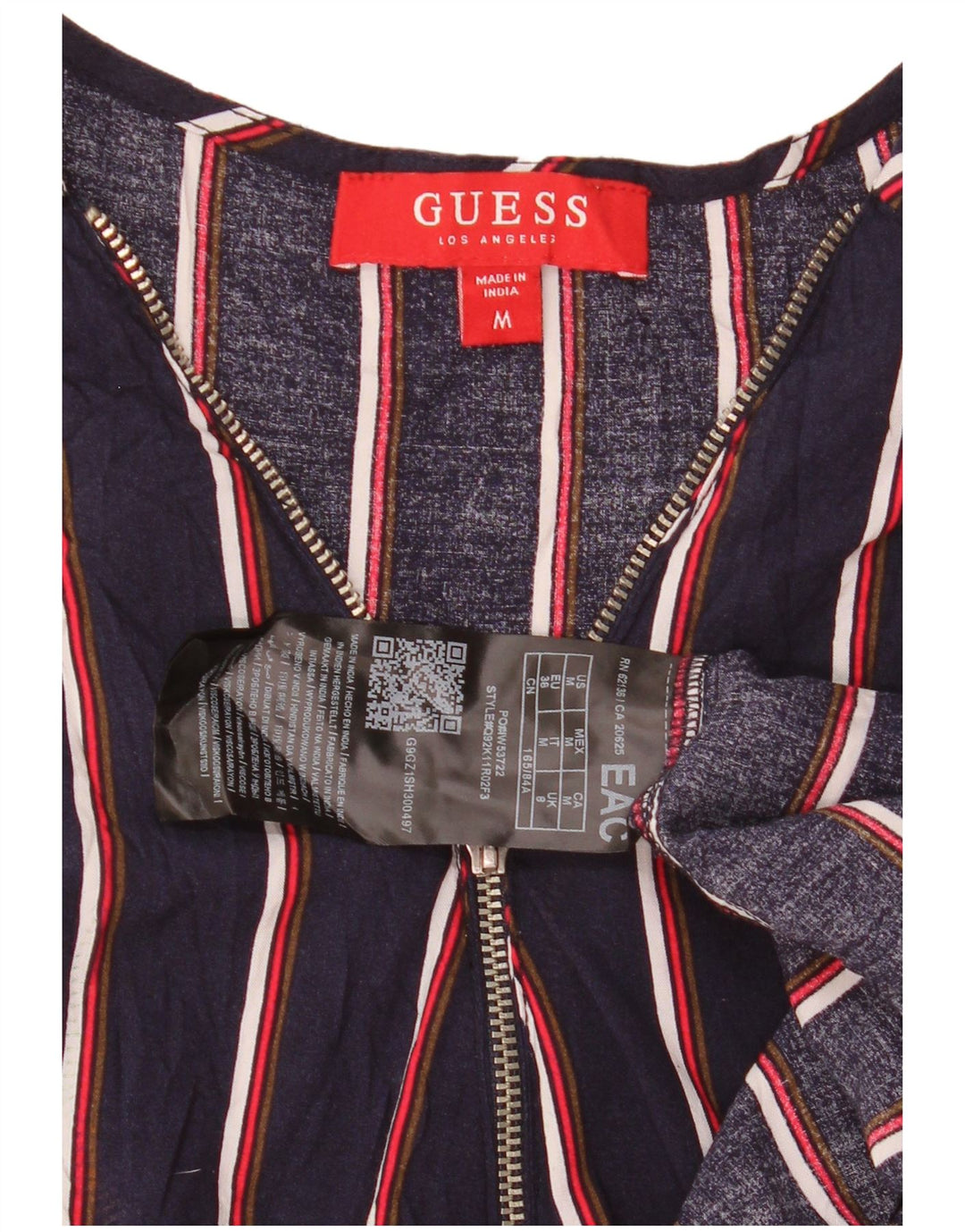 Guess Vestido básico sin mangas para mujer UK 42 Medium Azul marino Rayas Viscosa