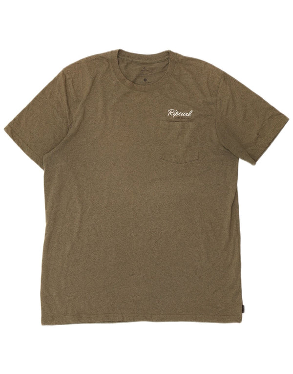 Rip Curl Camiseta de corte estándar para hombre Top grande de algodón moteado de color caqui