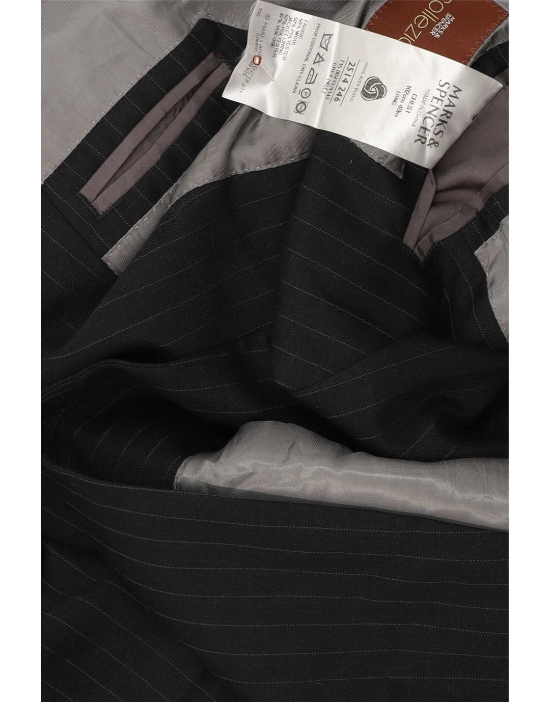 Marks & Spencer Chaqueta tipo blazer de 2 botones para hombre Reino Unido 40 Gris medio Rayas diplomáticas