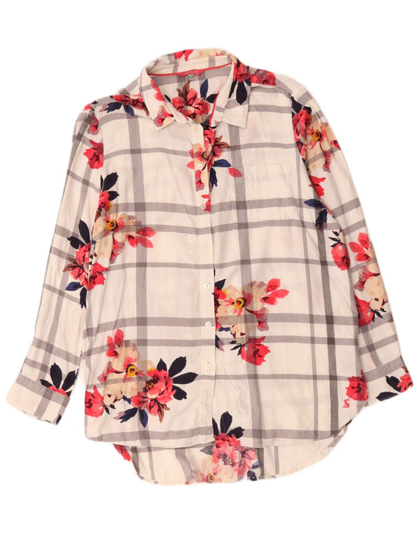 Camisa de franela para mujer Joules UK 46 Large White Floral Cotton
