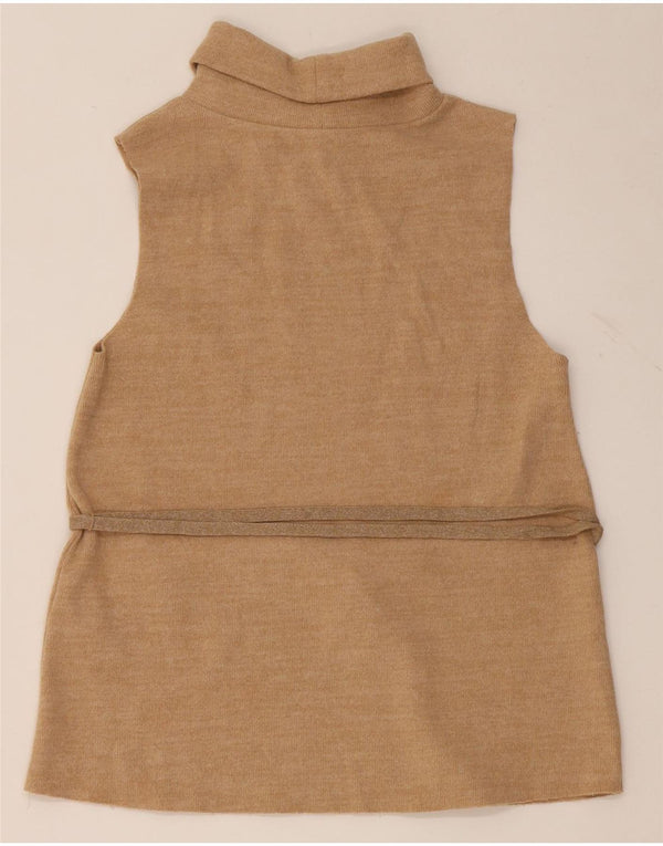 Zara Mujer Blusa Sin Mangas Top UK 42 Algodón Beige Medio