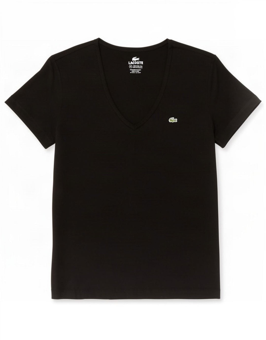 Camiseta Lacoste Mujer Top Talla 42 Grande Algodón Negro