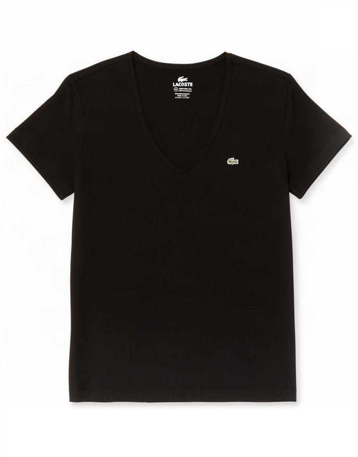 Camiseta Lacoste Mujer Top Talla 42 Grande Algodón Negro