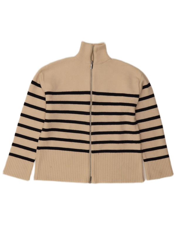 Zara Mujer Cárdigan Suéter UK 6 XS Off White Rayas Viscosa