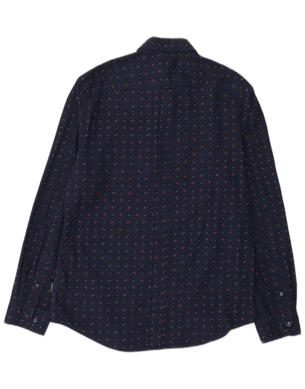 Camisa Ben Sherman para hombre grande de algodón con lunares azul marino