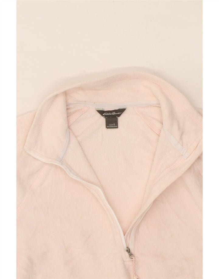 EDDIE BAUER Womens Zip Neck Fleece Jumper UK 16 Large Pink Polyester Vintage Eddie Bauer and Second-Hand Eddie Bauer from Messina Hembry 