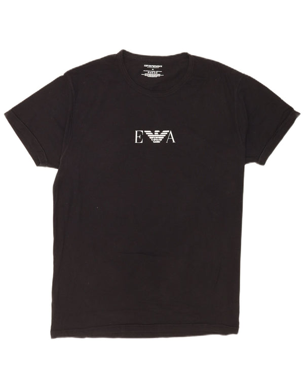 Emporio Armani Camiseta gráfica para hombre Top XL Algodón negro