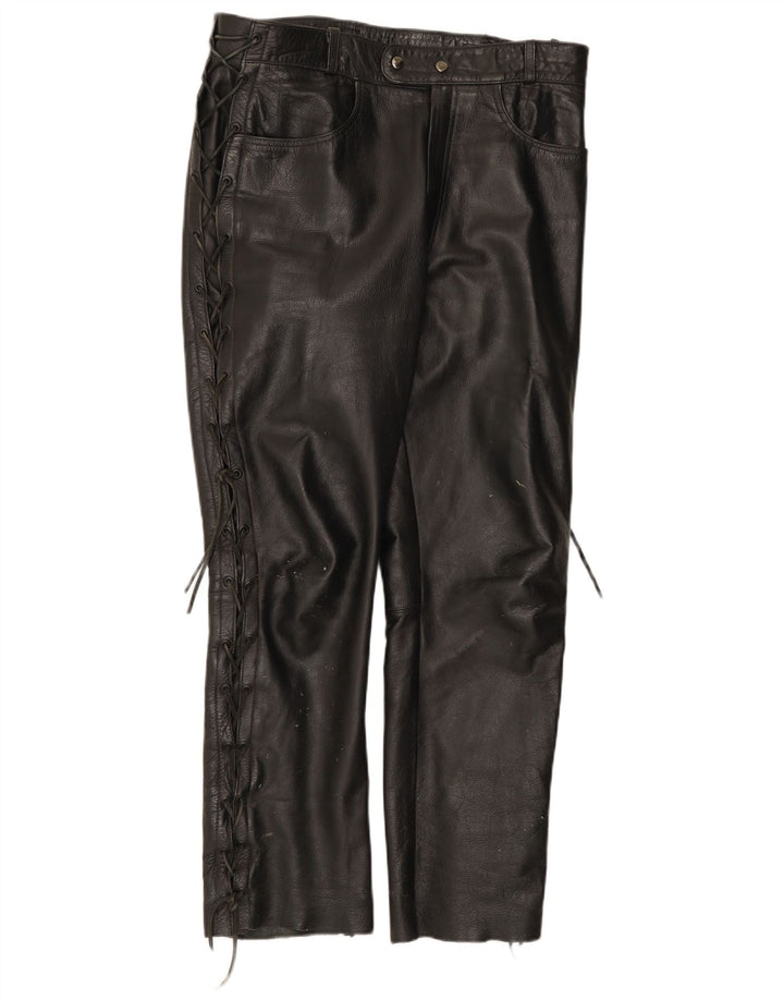 Pantalones de cuero vintage para hombre W36 L31 cuero negro