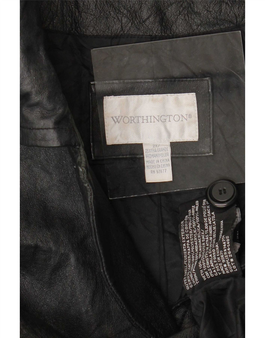 Worthington Abrigo de cuero para mujer UK 20 2XL Negro