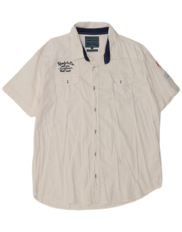 Angelo Litrico Camisa slim fit de manga corta para hombre IT 48 Medium White Cotton