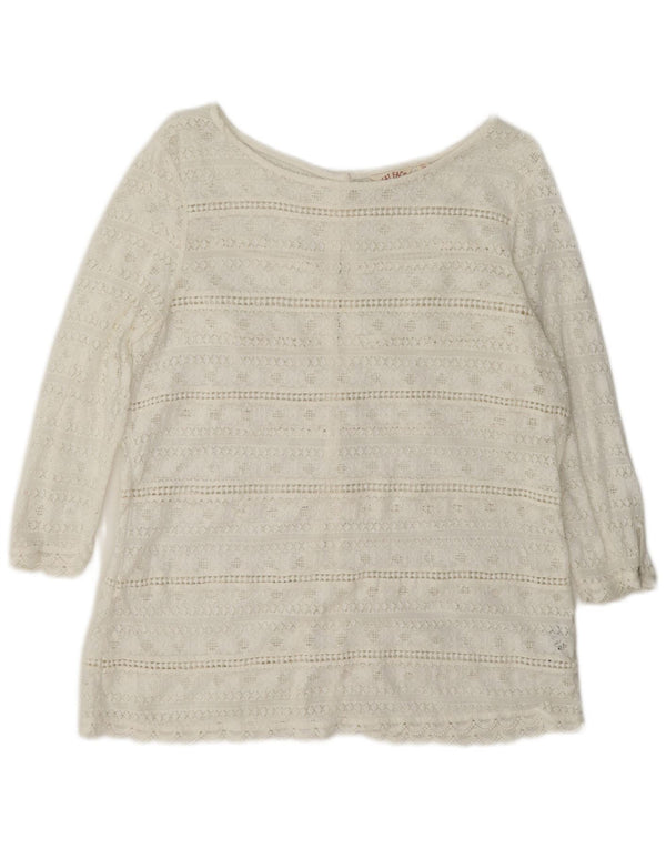 Blusa camisera transparente para mujer Fat Face UK 42 Algodón blanco mediano
