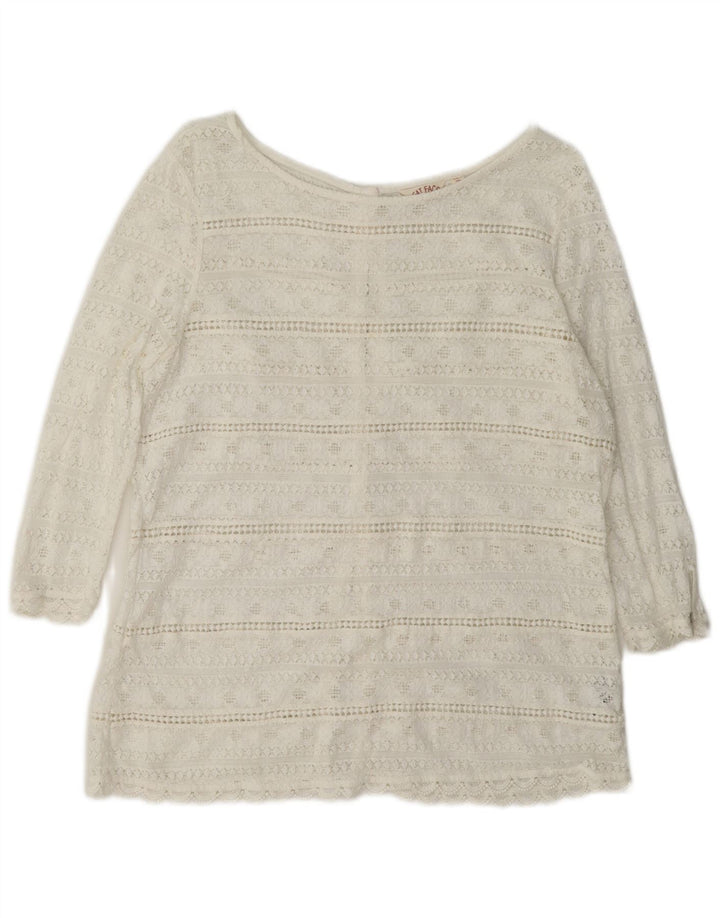 Blusa camisera transparente para mujer Fat Face UK 42 Algodón blanco mediano