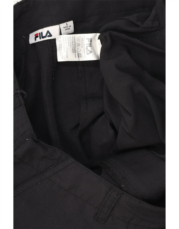 FILA Pantalones cortos cargo para hombre pequeños W32 Poliéster negro