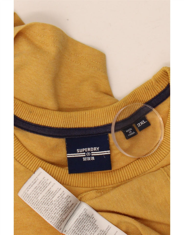 SUPERDRY Camiseta gráfica para hombre Top 2XL Algodón amarillo