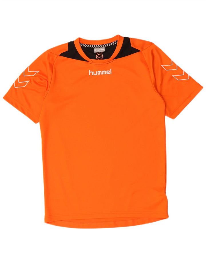 HUMMEL Camiseta gráfica para hombre Top Small Naranja Colorblock Poliéster