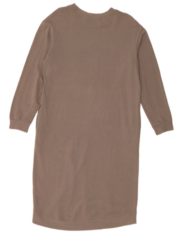 Zara Mujer Vestido Jersey De Manga Larga UK 40 Small Gris Algodón