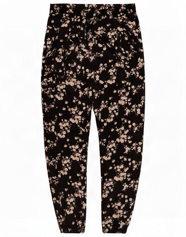 Zara Mujer Pantalones Casuales Joggers De Cintura Alta Small W26 L27 Negro Floral