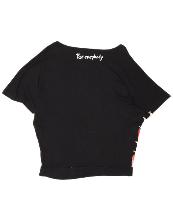 Desigual Mujer Gráfico Batwing Blusa Top UK 46 Grande Negro Floral Viscosa