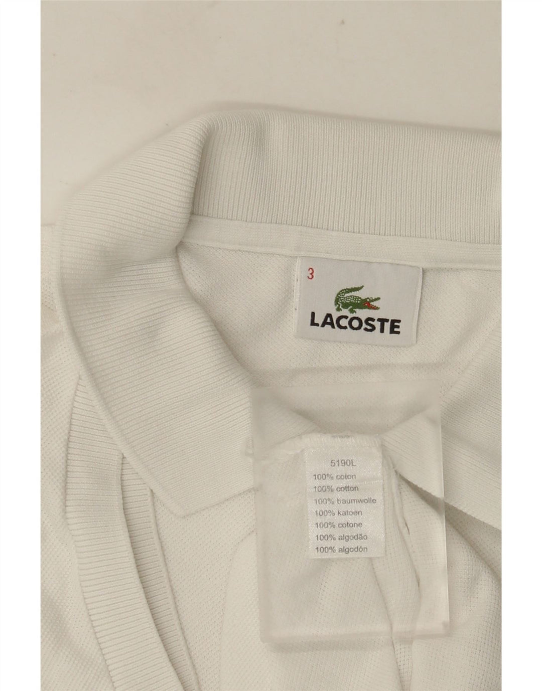 LACOSTE Polo para hombre talla 3 pequeño algodón blanco