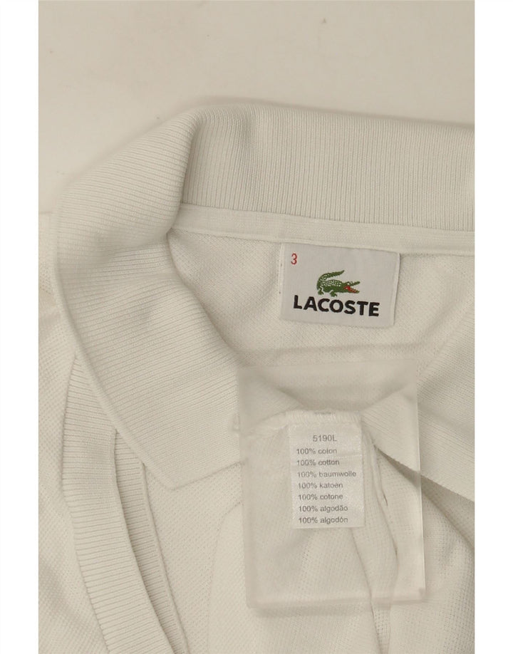 LACOSTE Polo para hombre talla 3 pequeño algodón blanco