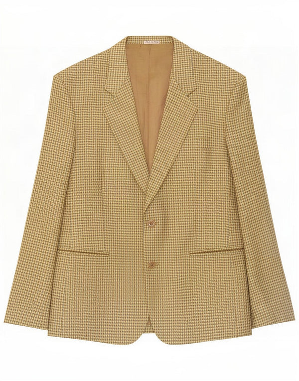 Chaqueta blazer vintage de 2 botones para hombre UK 40 Large Khaki Houndstooth Wool