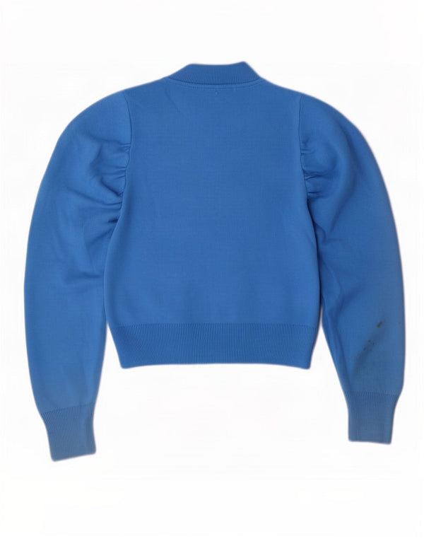 Topshop Suéter corto con cuello redondo para mujer UK 10 Small Acrílico azul