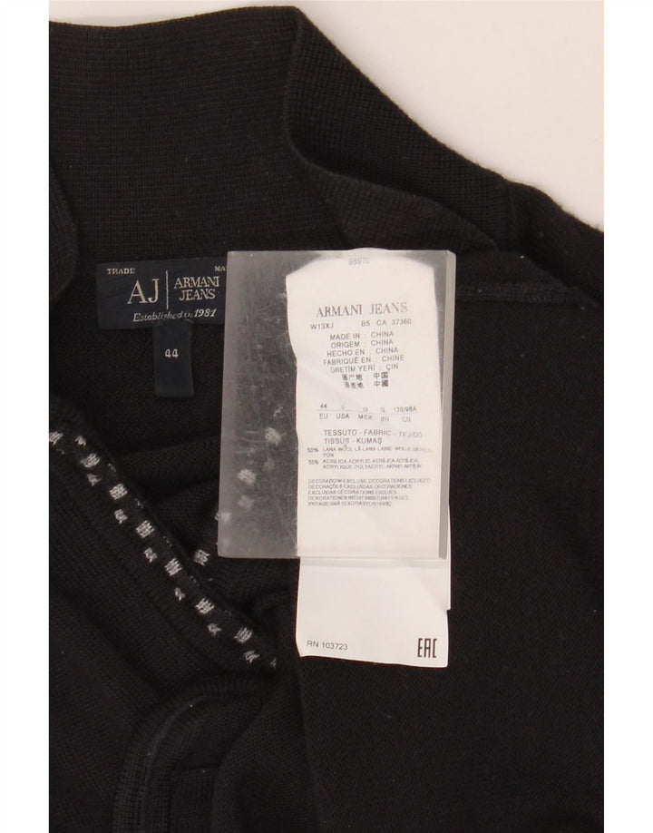 Armani Jeans Mujer Cárdigan Suéter IT 44 Mediano Lana Negra